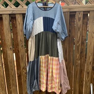 La Réunion Studio sleeved patchwork dress